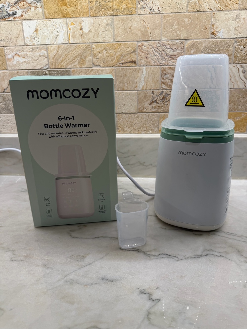 Momcozy 6-in-1 Bottle Warmer - White with Green Accent